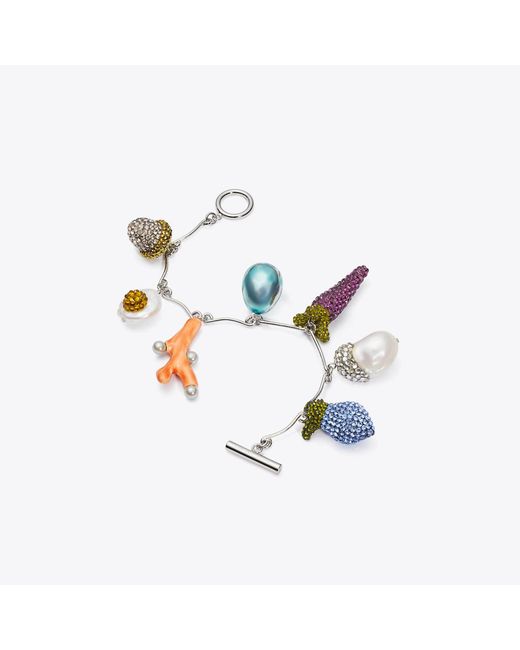 Tory Burch White Curiosity Vegetable Charm Bracelet, One Size