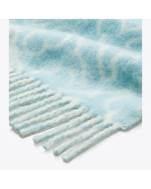 Tory Burch Blue Puzzle Logo Scarf, One Size