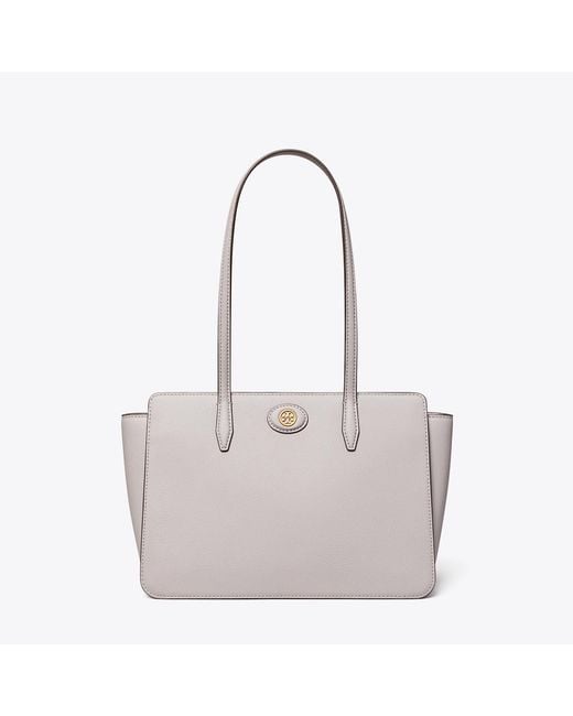 Tory Burch Gray Small Robinson Pebbled Tote, One Size