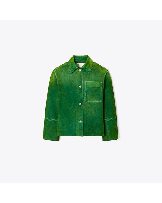 Tory Burch Green Denim Barn Jacket