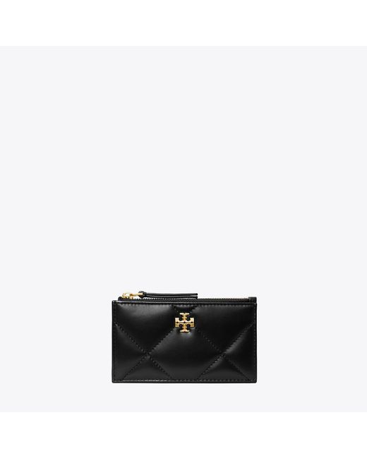 Tory Burch Black Kira Diamond Quilt Zip Card Case, One Size
