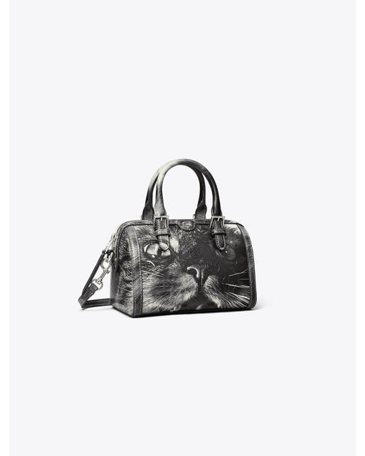 Tory Burch Multicolor Petite T Monogram Cat Print Barrel Bag