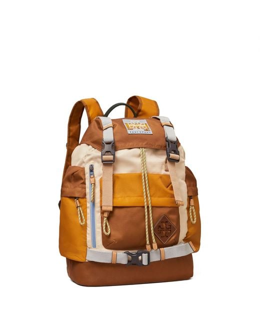 Tory Sport Nylon Ripstop Patch Backpack in Brown Lyst