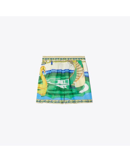 Tory Burch Green Printed Camp Shorts