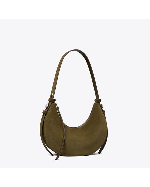 Tory Burch Green Romy Suede Half Moon Bag