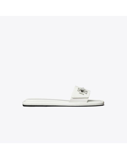 Tory Burch White Turnlock Slide