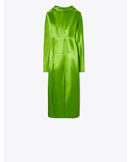Tory Burch Green High-neck Satin Dress