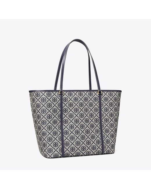 Tory Burch Gray T Monogram Zip Tote, One Size
