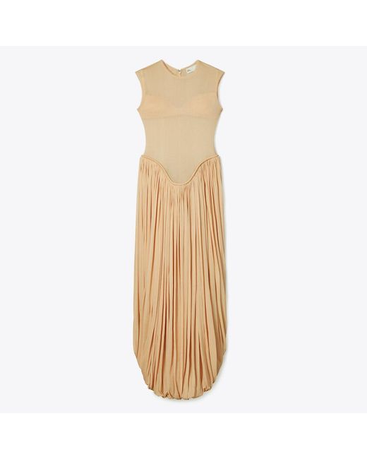 Tory Burch Draped Jersey Dress in Natural | Lyst Tory Burch Draped Jersey Dress in Natural | Lyst