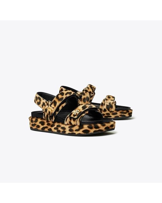 Tory Burch Brown Kira Leopard Print Sandals