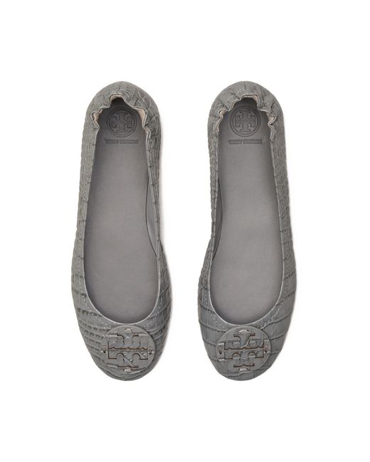 tory burch minnie travel ballet flat embossed leather
