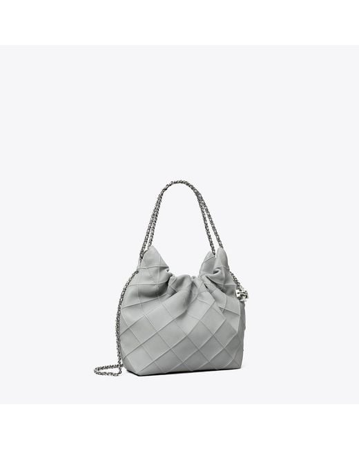 Tory Burch Gray Mini Fleming Soft Hobo Bag