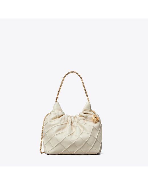 Tory Burch Natural Mini Fleming Soft Hobo Bag