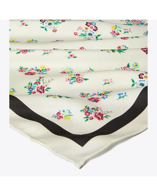 Tory Burch White Silk Triangle Scarf, One Size