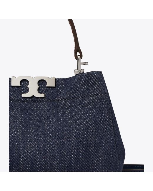 Tory Burch Blue Mini Eleanor Denim Satchel