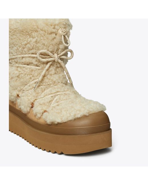 Tory Burch Natural Mellow Shearling Lace-Up Boot