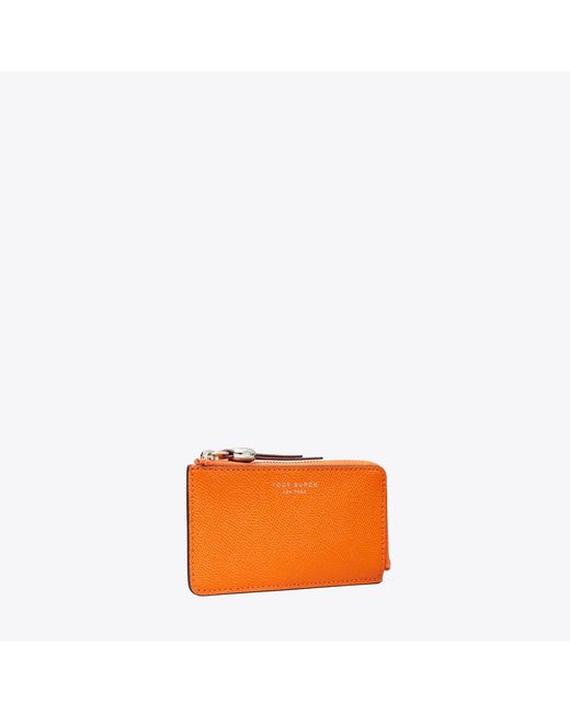 Tory Burch Orange Romy Zip Card Case