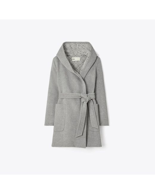 Tory Burch Gray Hooded Wool Coat