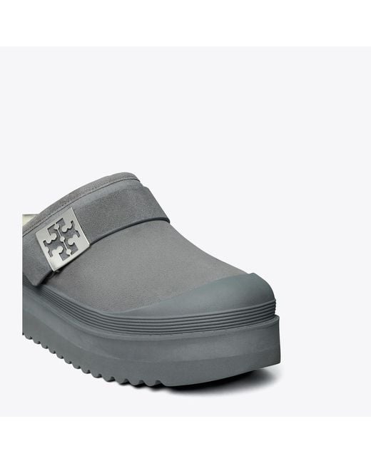 Tory Burch Gray Mellow Shearling Platform Mule