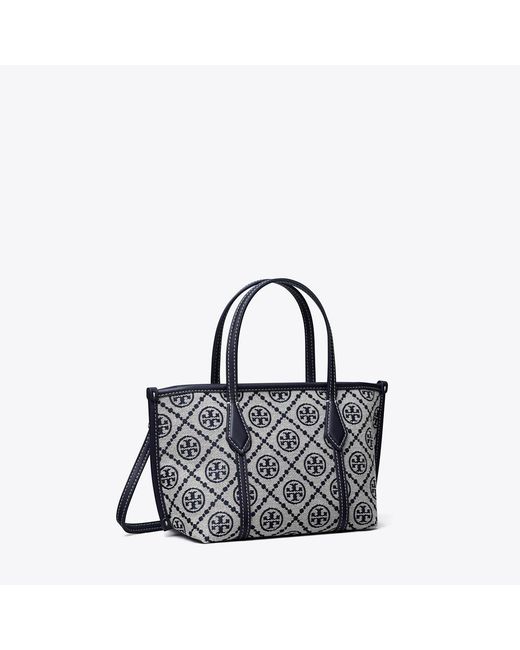 Tory Burch Gray T Monogram Mini Perry Tote, One Size