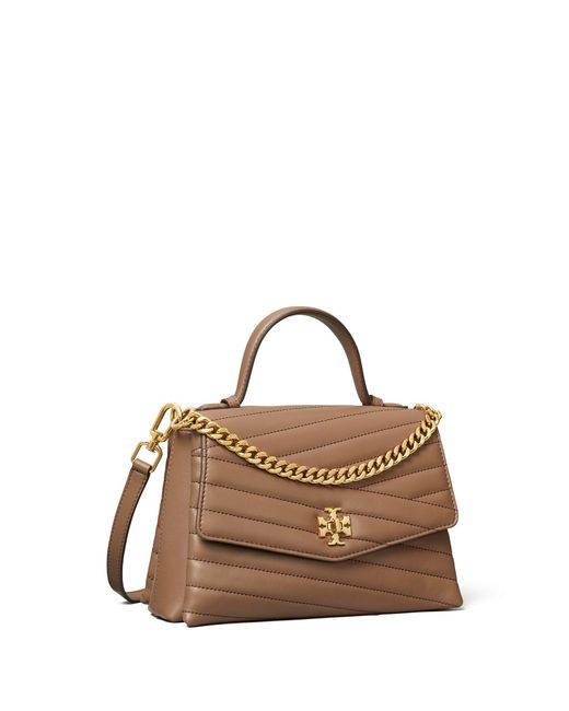 Tory Burch Handtasche Kira Chevron aus Leder Taupe in Braun Lyst DE