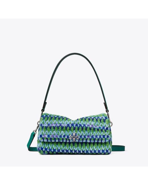 Tory Burch Green Small Charlie Beaded Shoulder Bag, One Size