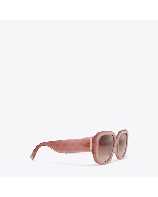 Tory Burch Pink T Monogram Geometric Sunglasses, One Size