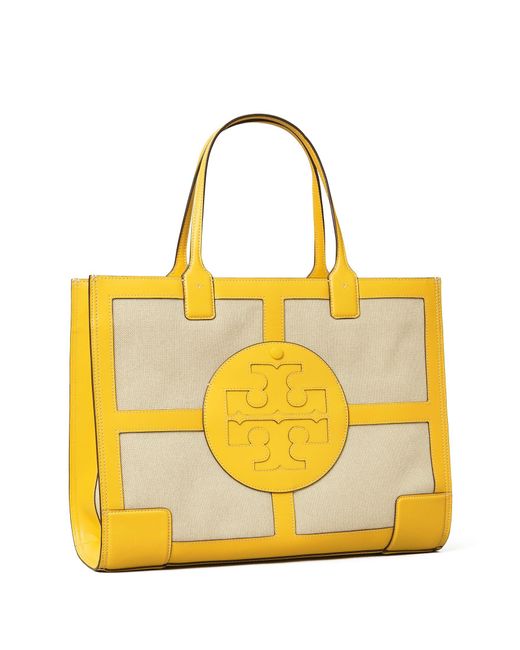 Tory Burch Ella Canvas Quadrant Tote Bag in Yellow | Lyst Canada