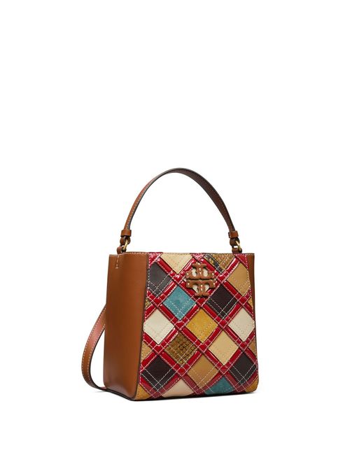 Tory Burch Multicolor Small Mcgraw Patchwork Bucket Bag