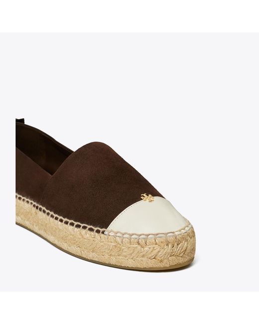 Tory Burch Brown Cap-Toe Espadrille