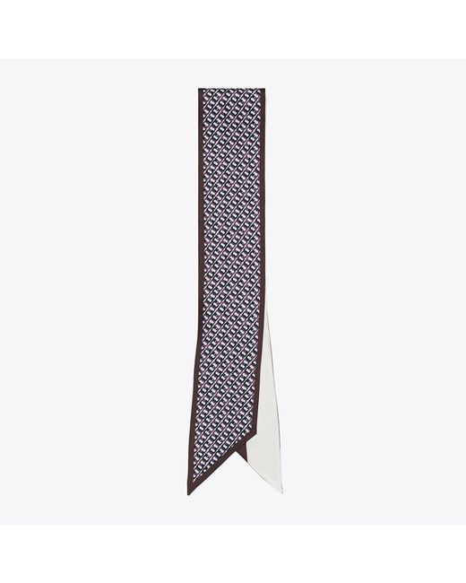 Tory Burch White T Link Silk Ribbon Tie
