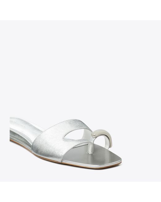 Tory Burch White Pierced Slide