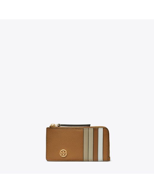Tory Burch Multicolor Robinson Pebbled Top-Zip Card Case