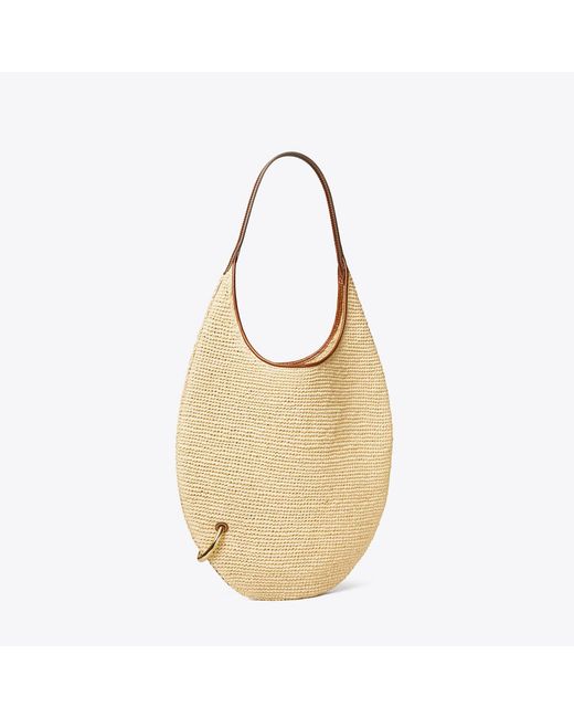 Tory Burch Natural Pierced Soft Raffia Bag