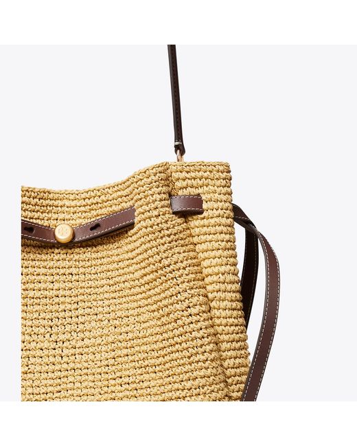 Tory Burch Metallic Large Romy Straw Bucket Bag, One Size