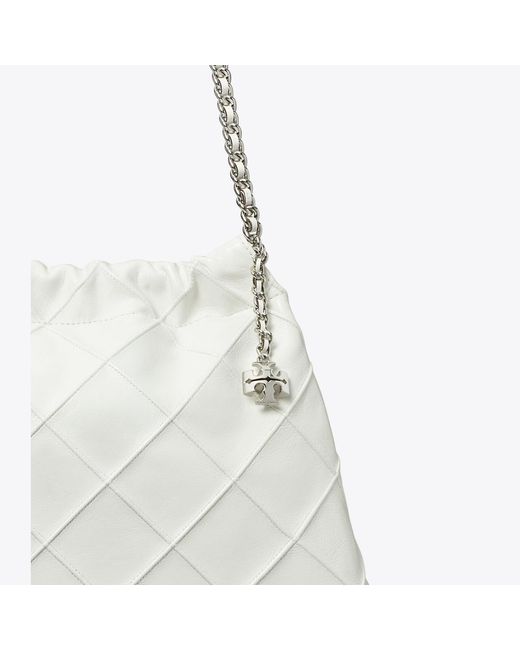 Tory Burch White Fleming Soft Distressed Hobo Bag, One Size