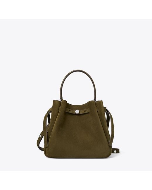 Tory Burch Green Romy Suede Bucket Bag