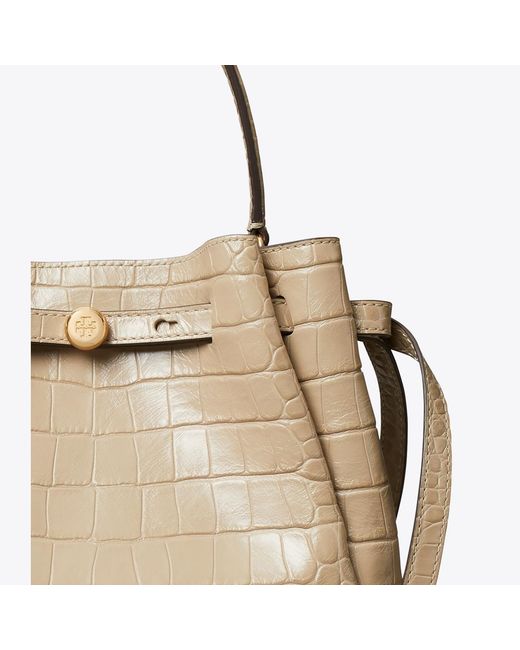 Tory Burch Natural Romy Croc-Embossed Bucket Bag