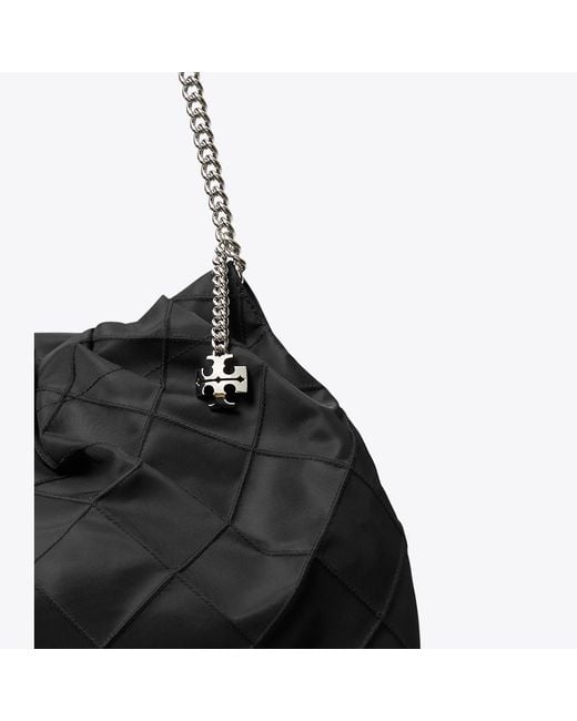 Tory Burch Black Fleming Nylon Hobo Bag, One Size