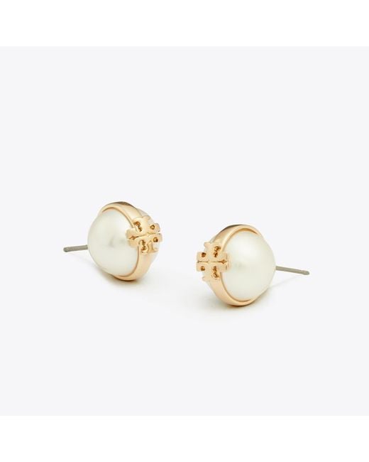 Tory Burch Metallic Moondance Pearl Stud Earrings