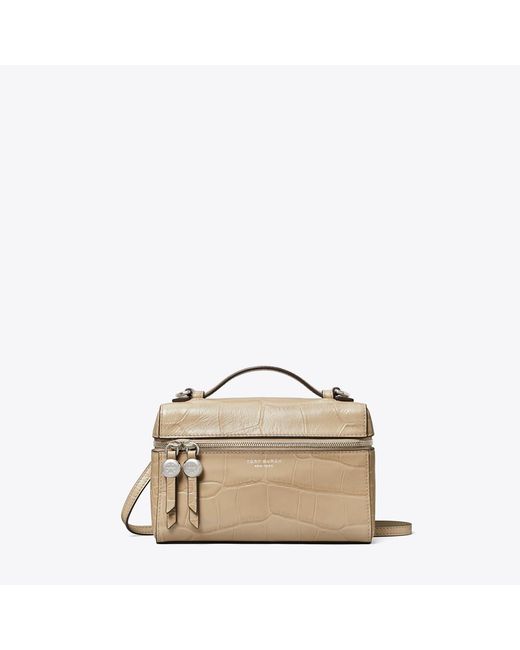 Tory Burch Natural Slim Romy Croc-Embossed Top Handle Bag, One Size
