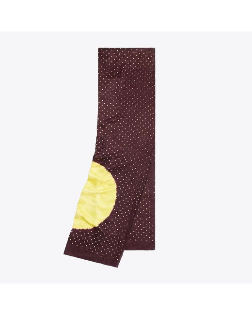 Tory Burch Purple Ruched Silk Oblong Scarf