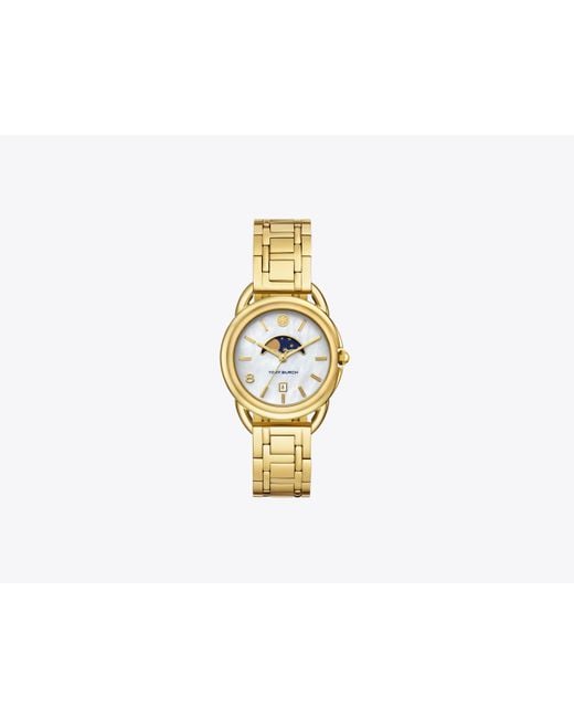 Tory Burch Black Miller Moon Watch, Gold-tone Stainless Steel