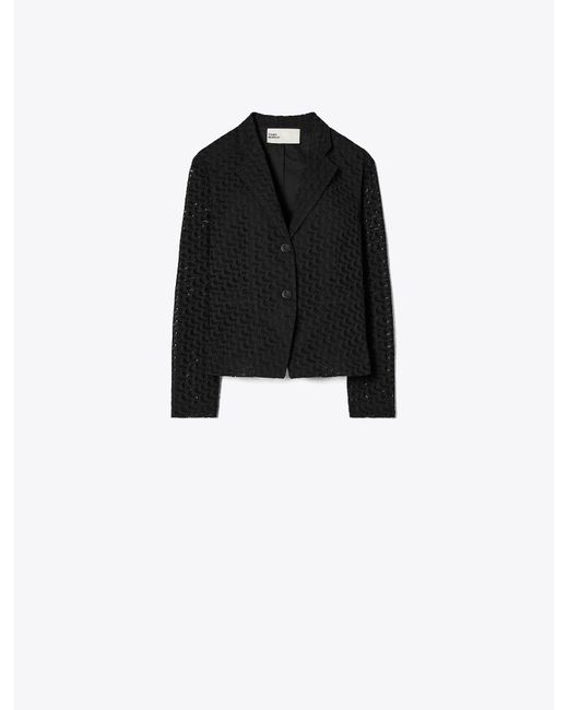 Tory Burch Black Embroidered Broderie Anglaise Jacket