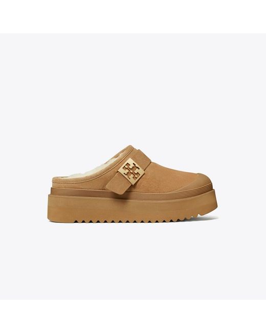 Tory Burch Brown Mellow Shearling Platform Mule