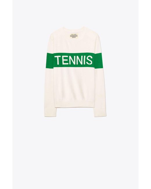 Tory Sport Green Performance Cashmere Tennis Sweater