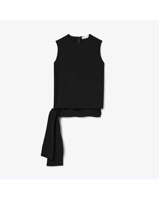 Tory Burch Black Crepe Wrap Top