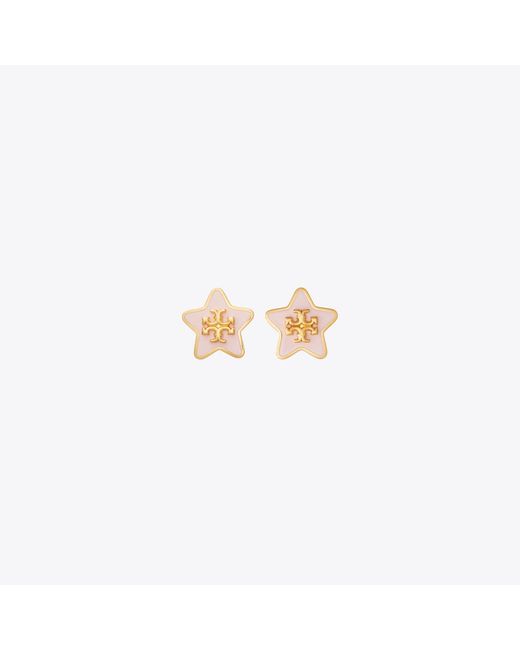 Tory Burch White Forget Me Not Enamel Stud Earrings