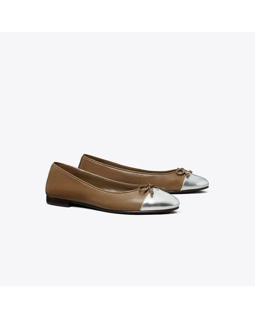 Tory Burch Brown Cap-Toe Ballet