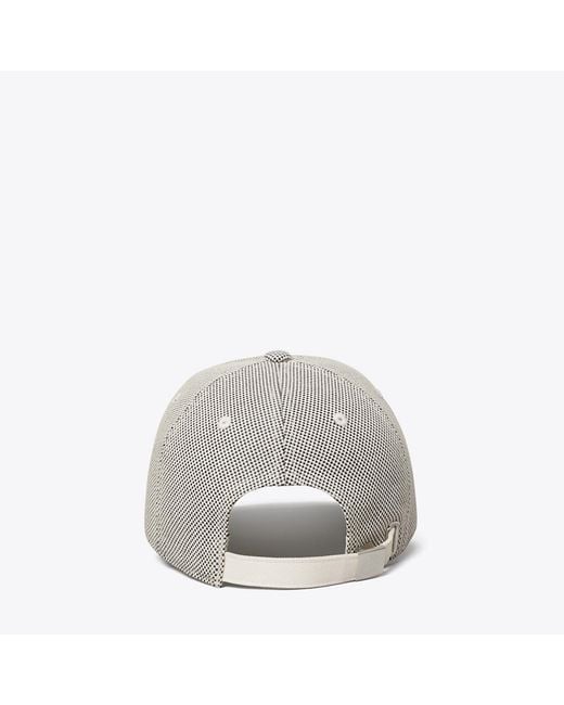 Tory Burch Gray Two-Tone Canvas Baseball Cap